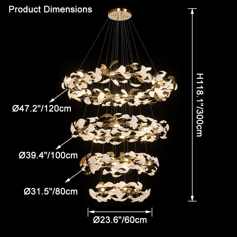 Merlin Circular Tiered Gingko Chandelier