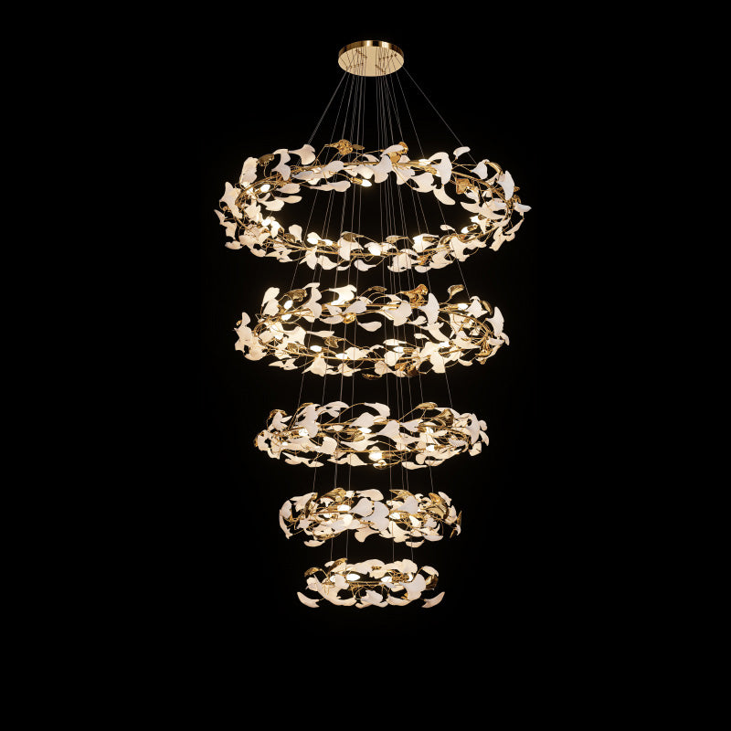 Merlin Circular Tiered Gingko Chandelier