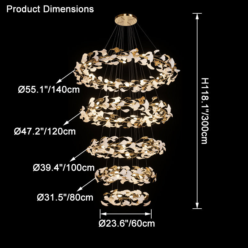 Merlin Circular Tiered Gingko Chandelier