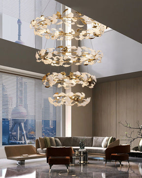 Merlin Circular Tiered Gingko Chandelier
