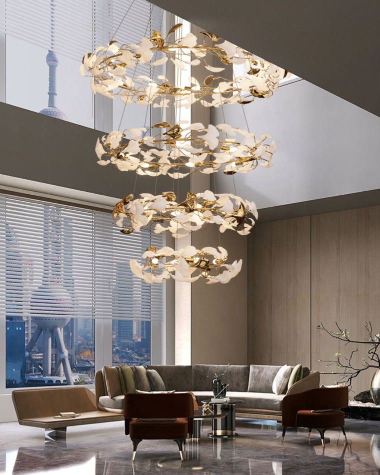 Merlin Circular Tiered Gingko Chandelier