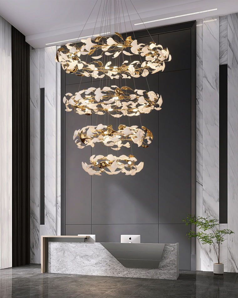 Merlin Circular Tiered Gingko Chandelier