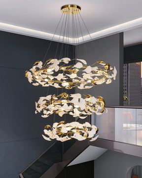 Merlin Circular Tiered Gingko Chandelier