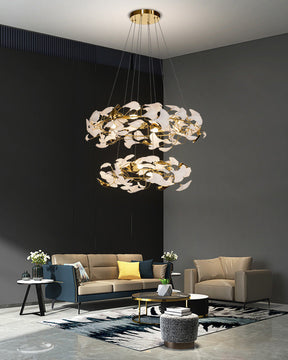 Merlin Circular Tiered Gingko Chandelier