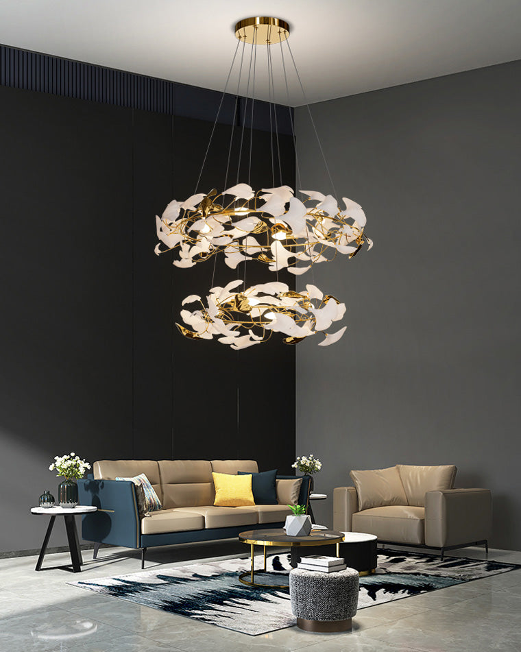 Merlin Circular Tiered Gingko Chandelier