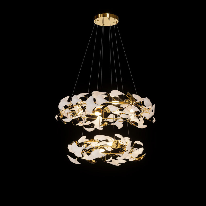 Merlin Circular Tiered Gingko Chandelier