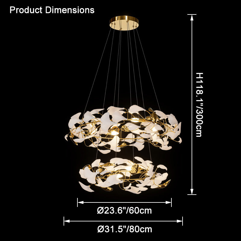 Merlin Circular Tiered Gingko Chandelier