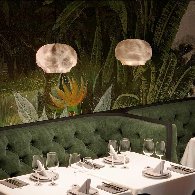 Merlin Eamon Alabaster Pendant Light, Modern Kitchen Lighting