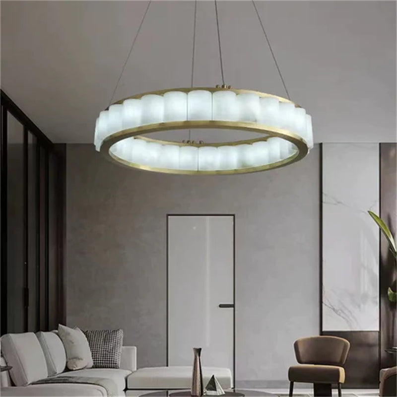 Merlin Gina Alabaster Circle Round Pendent Light, Galaxy Pendant Light