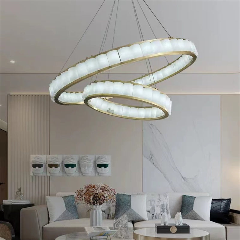 Merlin Gina Alabaster Circle Round Pendent Light, Galaxy Pendant Light