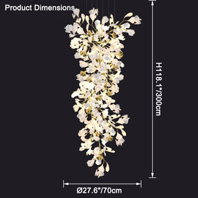 Merlin Gingko Long Staircase Chandelier