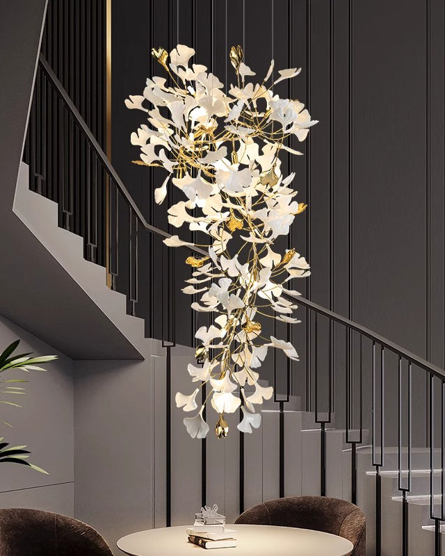 Merlin Gingko Long Staircase Chandelier