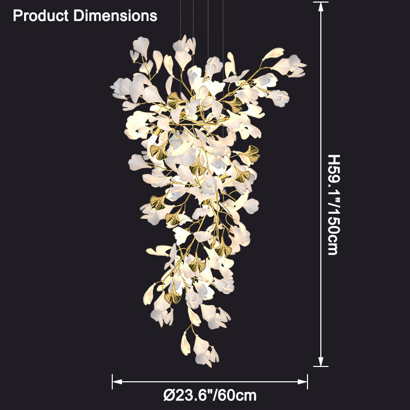 Merlin Gingko Long Staircase Chandelier