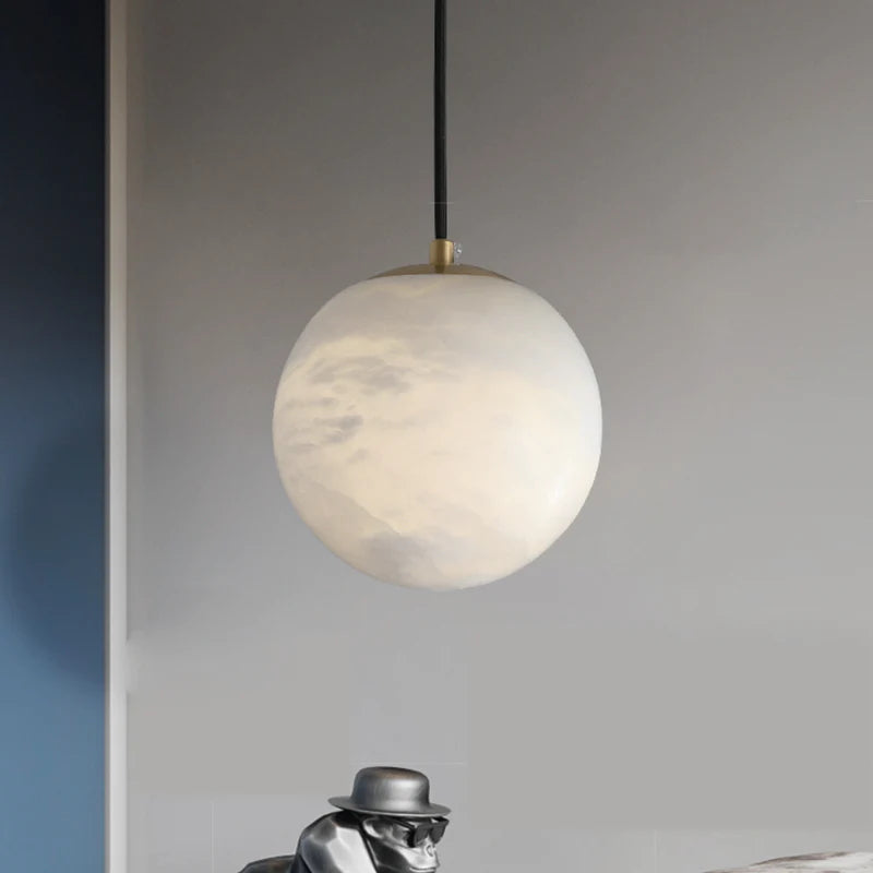Merlin Hansa Alabaster Ball Pendant Light, Island Mini Pendant Light