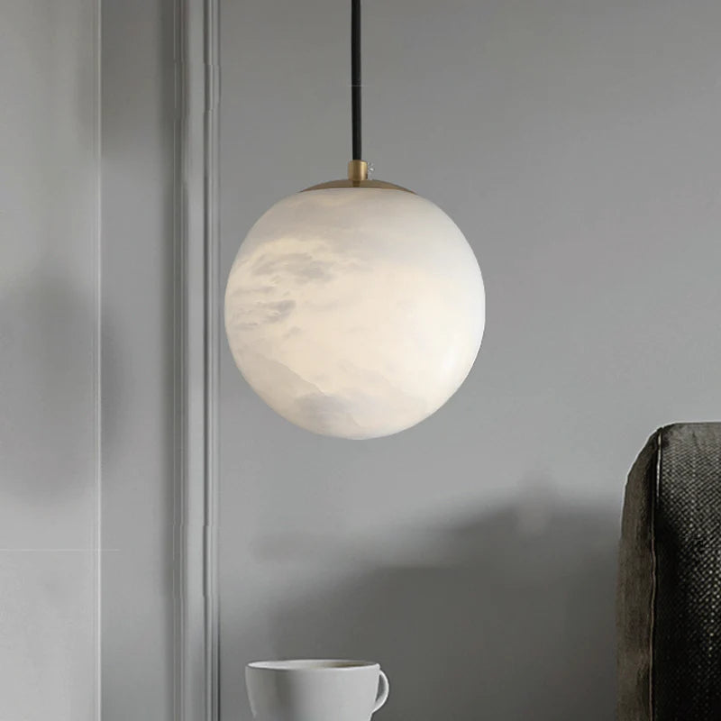 Merlin Hansa Alabaster Ball Pendant Light, Island Mini Pendant Light