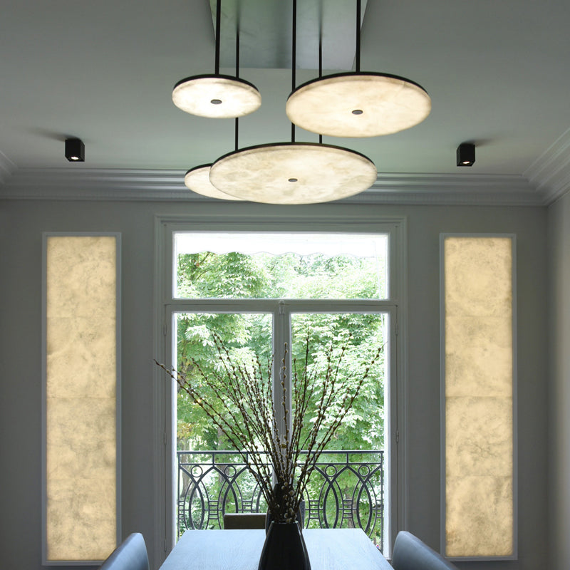Merlin Hazel Contemporary Alabaster Pendant Light for Living and Dining Spaces
