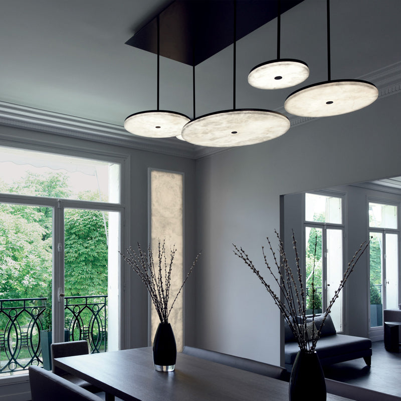 Merlin Hazel Contemporary Alabaster Pendant Light for Living and Dining Spaces