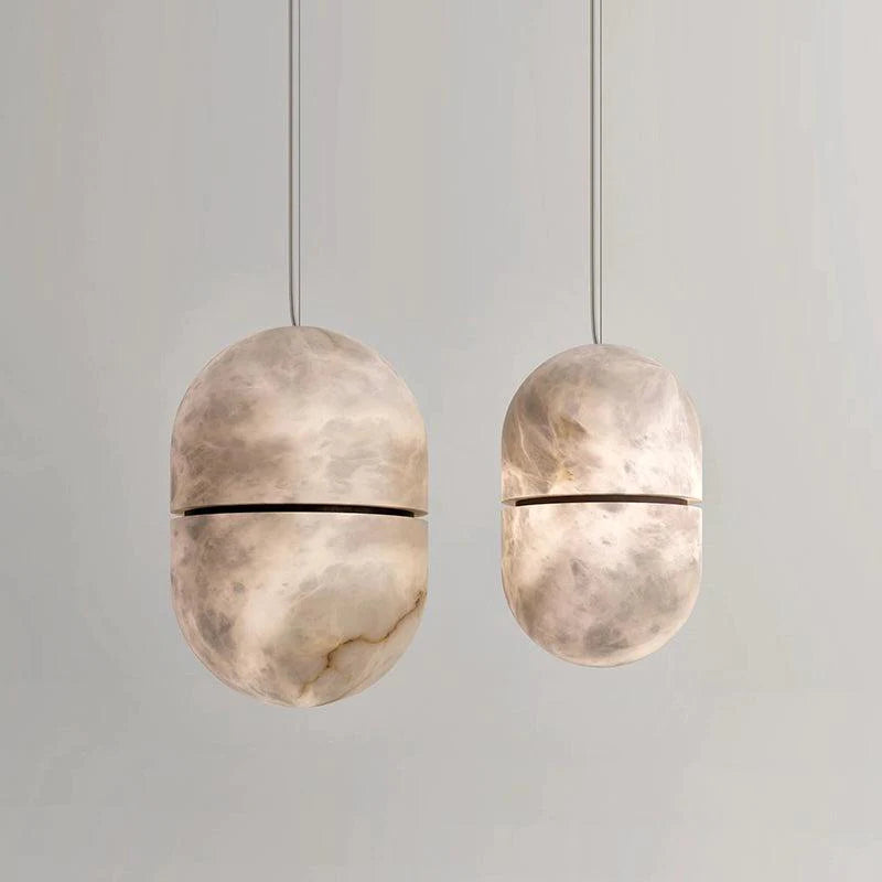 Merlin Jett Alabaster Oval Pendant Light, Living Room Pendant Lamp