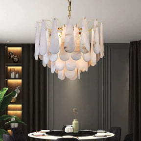 Merlin Laura Alabster Feathery Chandelier