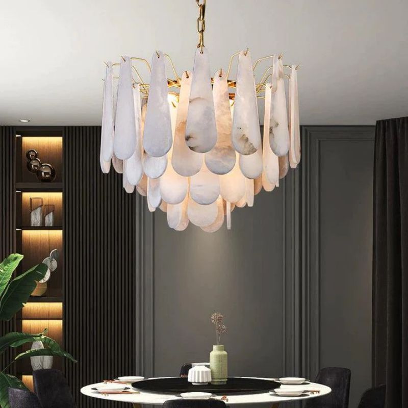 Merlin Laura Alabster Feathery Chandelier
