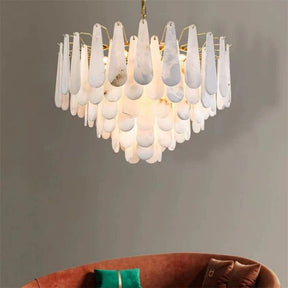 Merlin Laura Alabster Feathery Chandelier