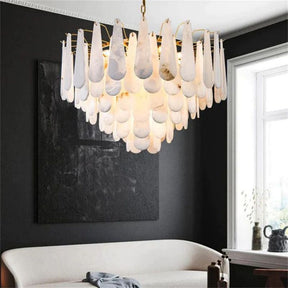 Merlin Laura Alabster Feathery Chandelier