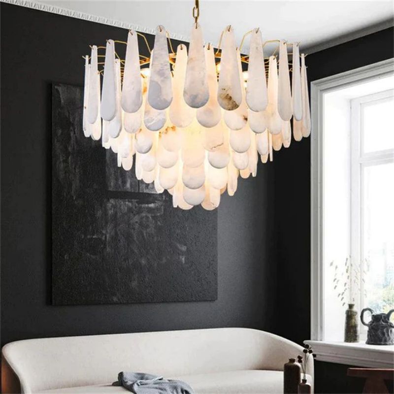 Merlin Laura Alabster Feathery Chandelier