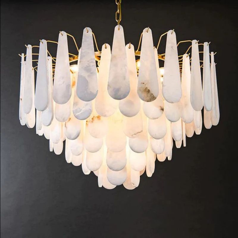 Merlin Laura Alabster Feathery Chandelier