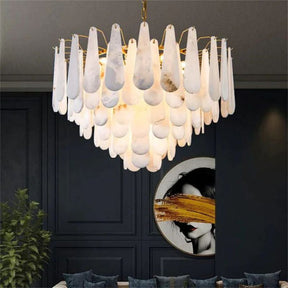 Merlin Laura Alabster Feathery Chandelier