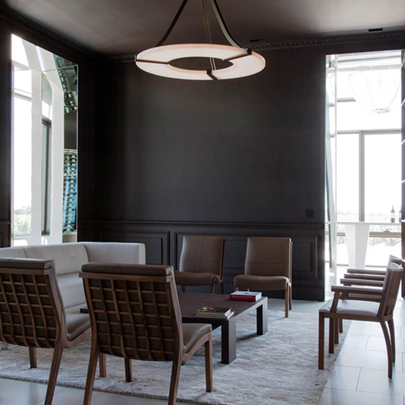 Merlin Madge Round Alabaster Plate Chandelier,  Illumination Lamps