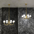 Merlin Modern Luxury Alabaster Chandelier, Pendant Brass Chandelier