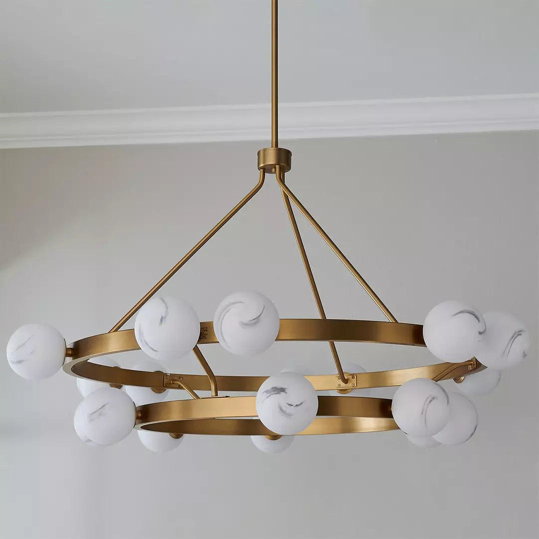 Merlin Modern Remolina Alabaster 2-Tier Chandelier For Living Room Dining Room
