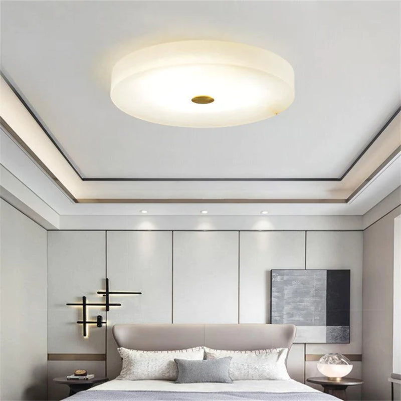 Merlin Modern Round Alabaster Flush Mounted chandelier