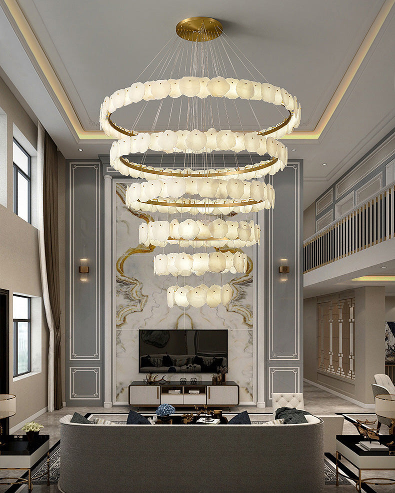 Merlin Tiered Circular Alabaster Chandelier