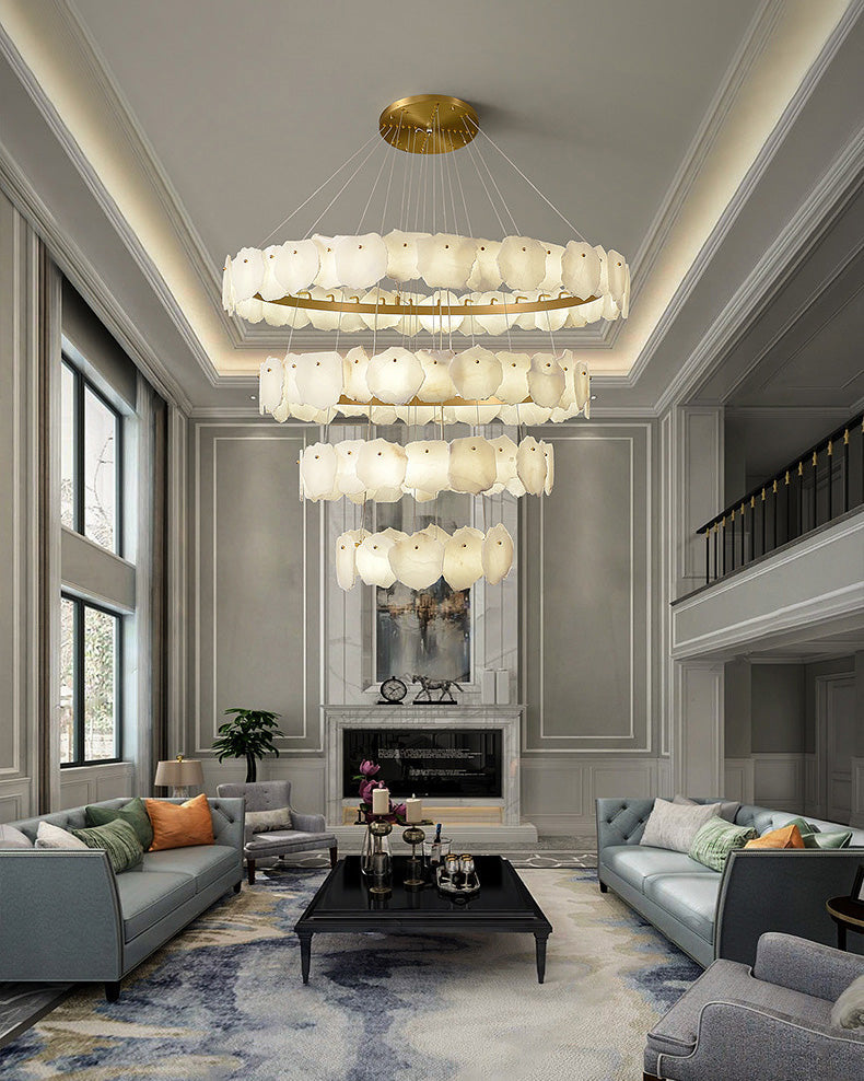 Merlin Tiered Circular Alabaster Chandelier