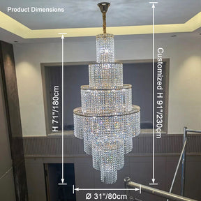 Merlin Tiered Crystal Foyer Chandelier