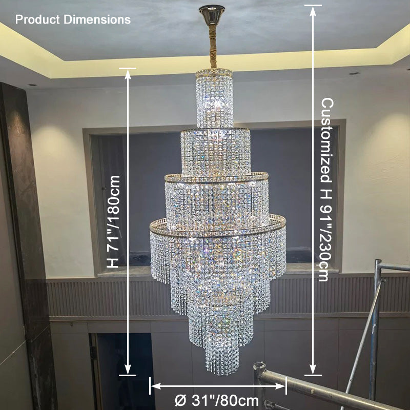 Merlin Tiered Crystal Foyer Chandelier