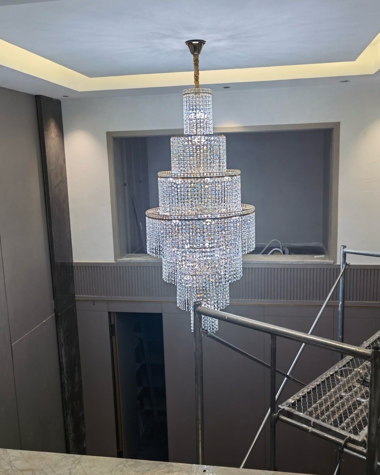Merlin Tiered Crystal Foyer Chandelier