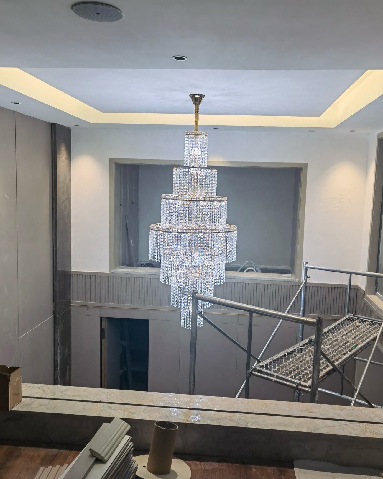 Merlin Tiered Crystal Foyer Chandelier