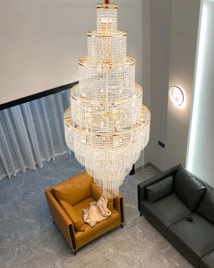 Merlin Tiered Crystal Foyer Chandelier
