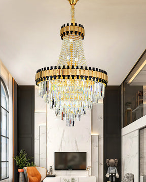 Merlin Tiered Gold Crystal Chandelier