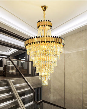 Merlin Tiered Gold Crystal Chandelier