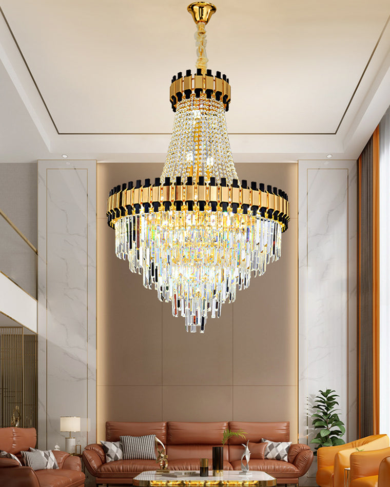 Merlin Tiered Gold Crystal Chandelier