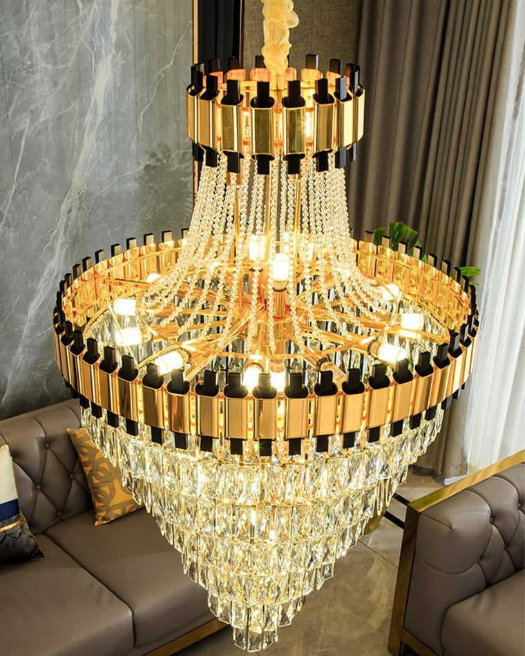 Merlin Tiered Gold Crystal Chandelier