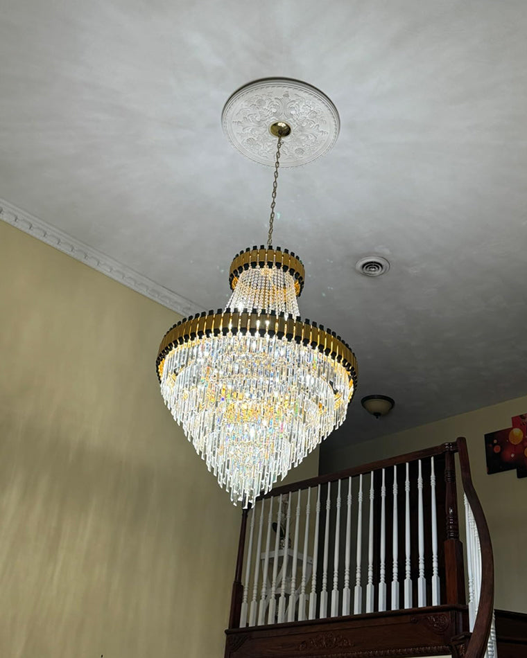 Merlin Tiered Gold Crystal Chandelier