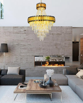 Merlin Tiered Gold Crystal Chandelier