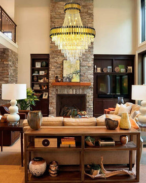 Merlin Tiered Gold Crystal Chandelier