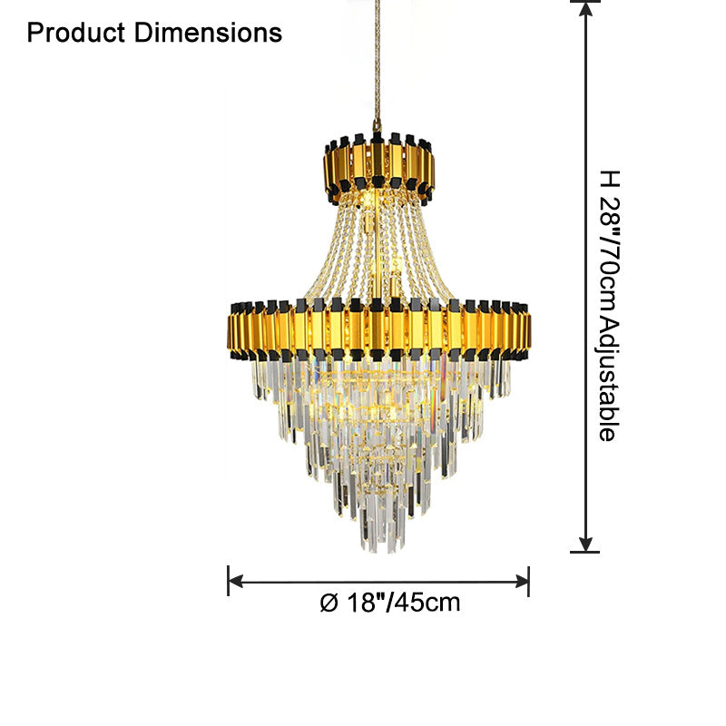 Merlin Tiered Gold Crystal Chandelier