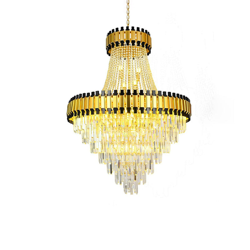 Merlin Tiered Gold Crystal Chandelier