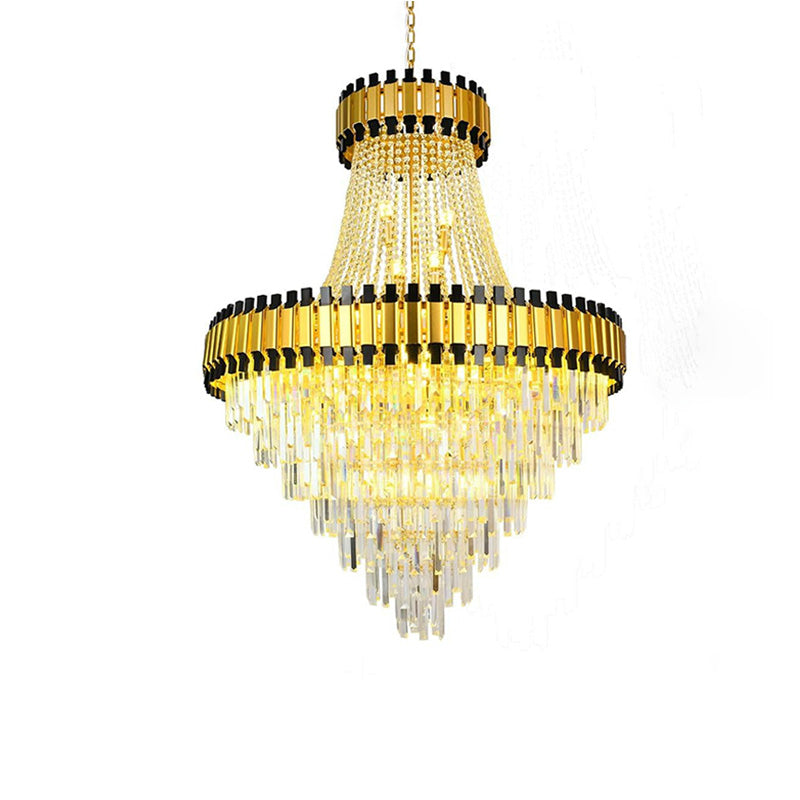 Merlin Tiered Gold Crystal Chandelier